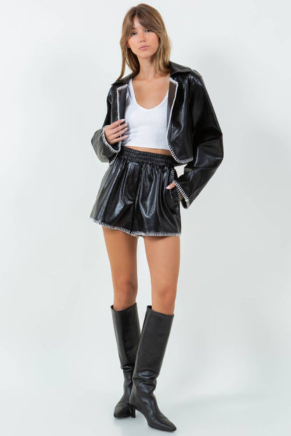 Foster Cropped Vegan Leather Jacket