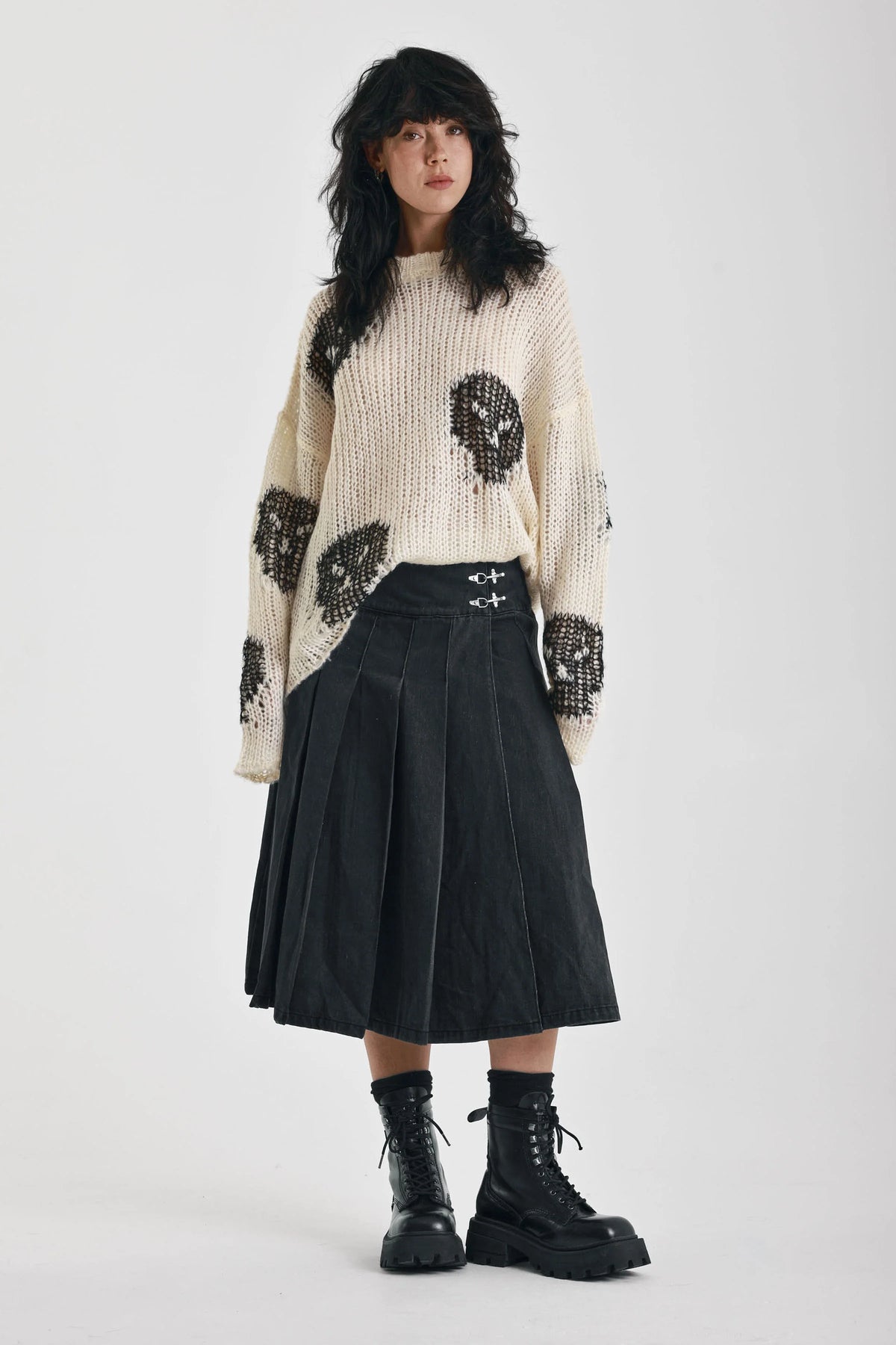 The Ragged Priest Bonehead Skull Oversized Knit Jumper