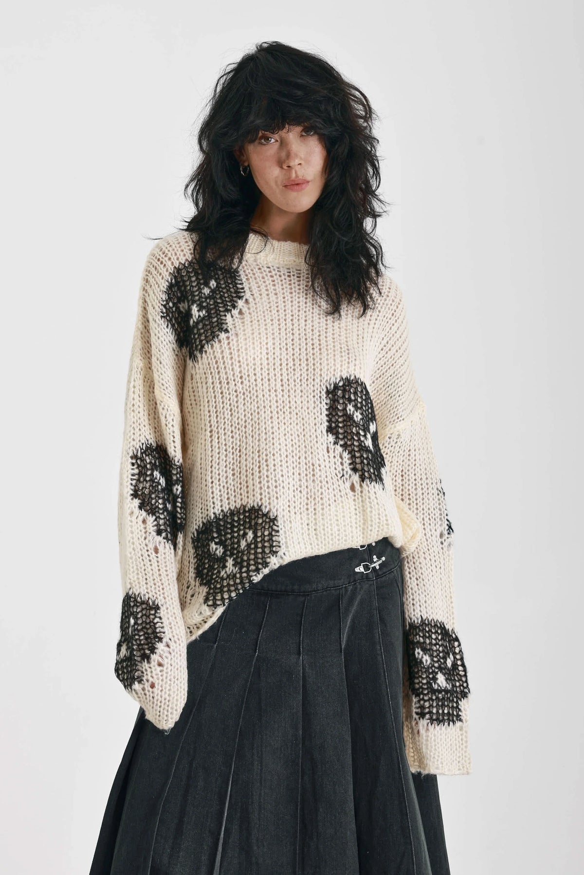 The Ragged Priest Bonehead Skull Oversized Knit Jumper