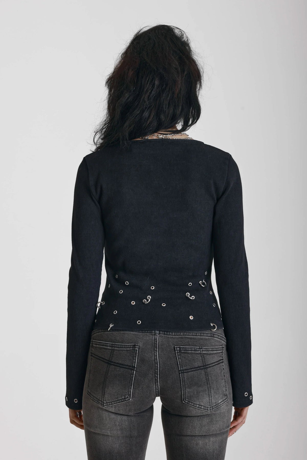 The Ragged Priest Cluster Pierced Long Sleeve Top