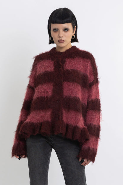 The Ragged Priest Heather Knit Brushed Stripe Knit Cardigan