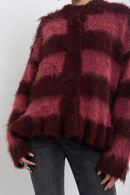 The Ragged Priest Heather Knit Brushed Stripe Knit Cardigan