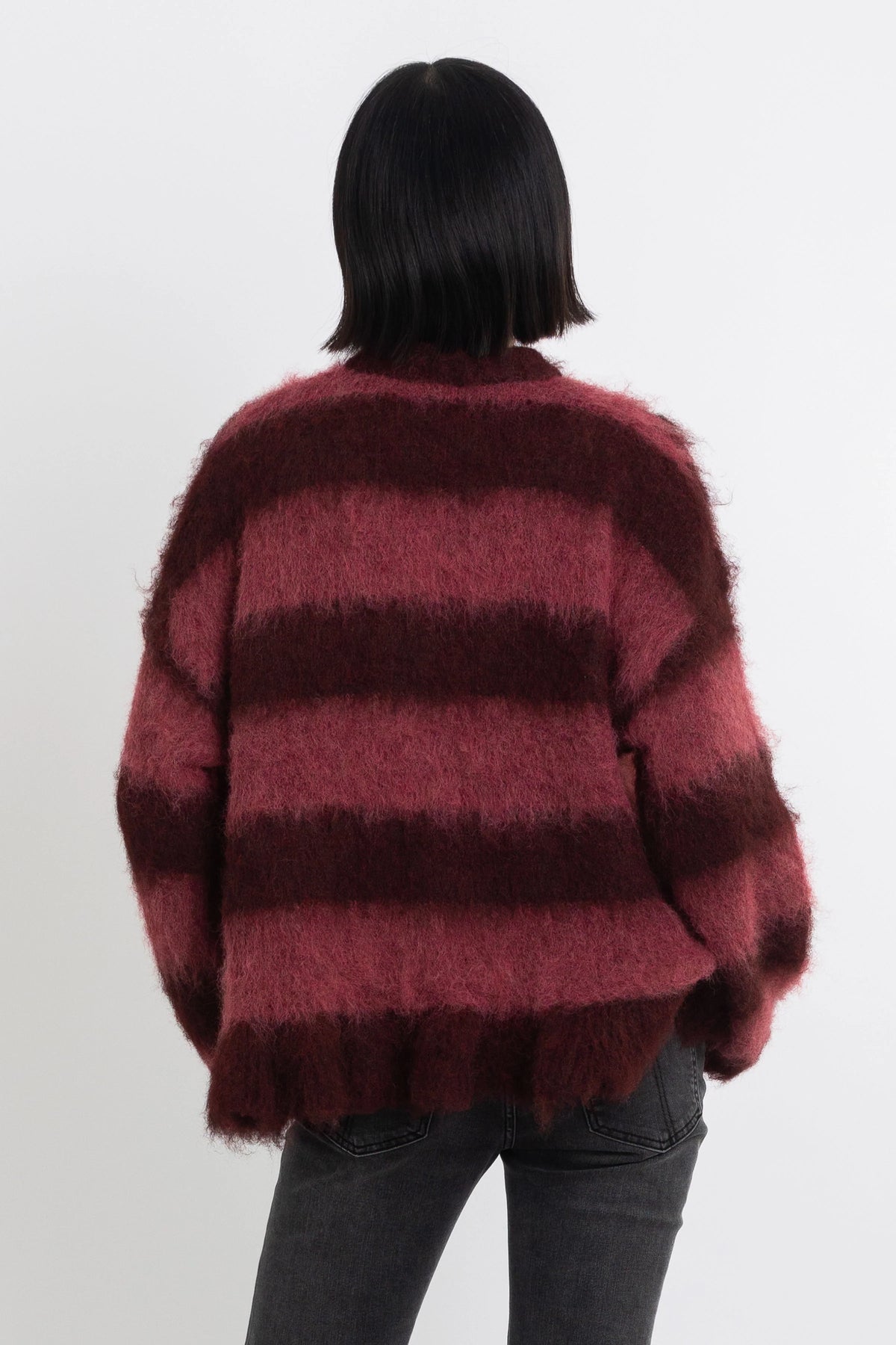 The Ragged Priest Heather Knit Brushed Stripe Knit Cardigan