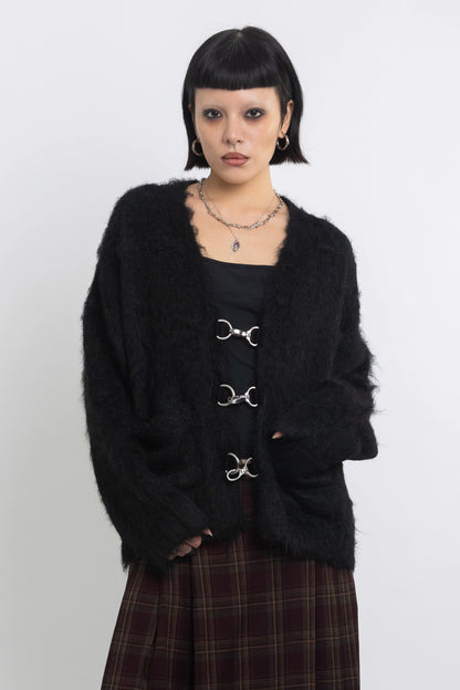 The Ragged Priest Onyx Fluffy Knit Cardigan