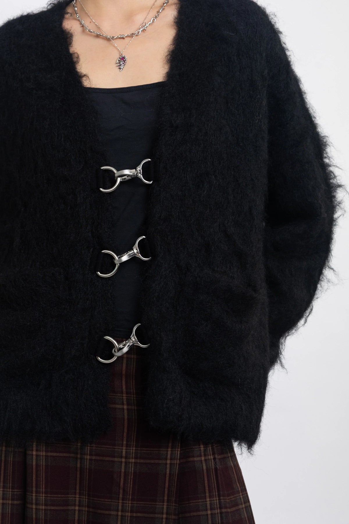 The Ragged Priest Onyx Fluffy Knit Cardigan