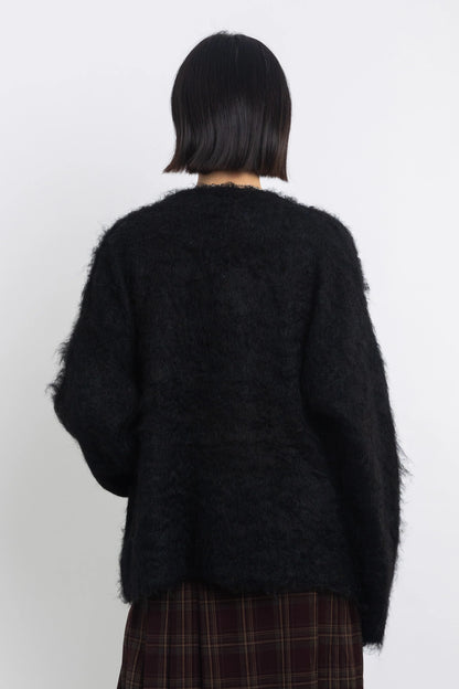 The Ragged Priest Onyx Fluffy Knit Cardigan