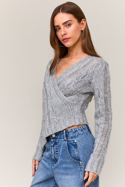 Gianna Cable Knit Crossover Sweater
