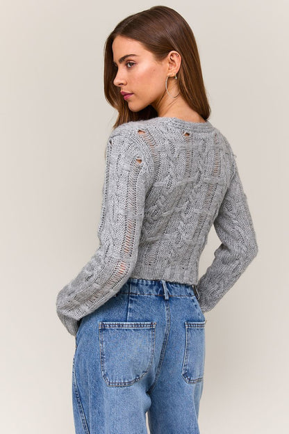 Gianna Cable Knit Crossover Sweater