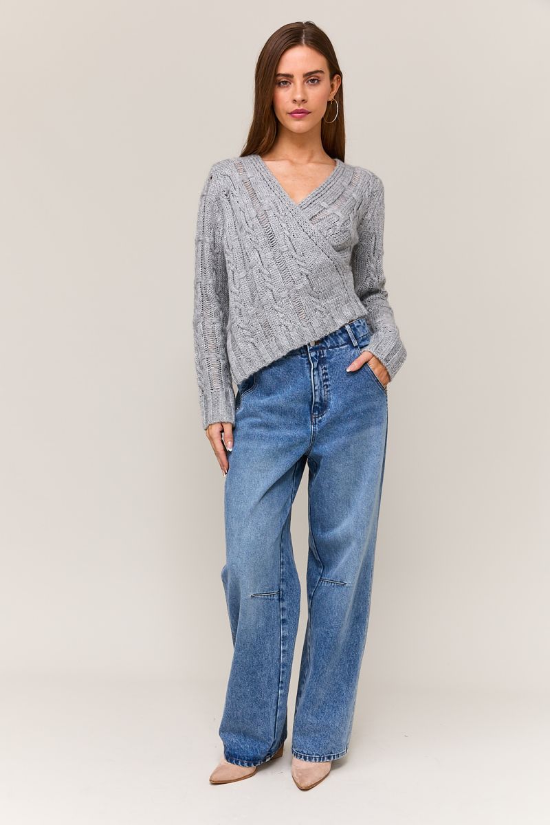 Gianna Cable Knit Crossover Sweater