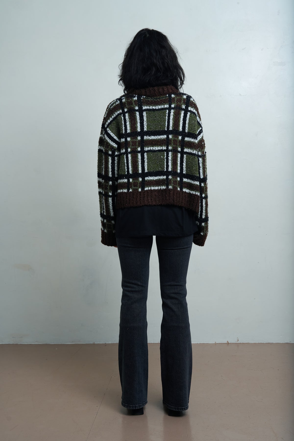 The Ragged Priest Bud Knit Boucle Check Cardigan