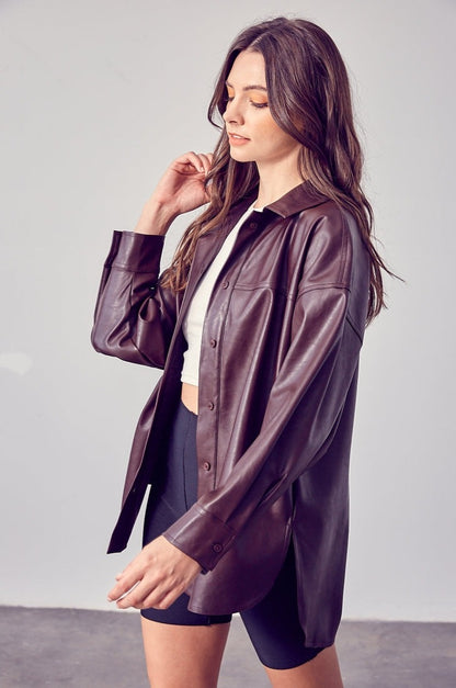 Bridget Vegan Leather Button-Up