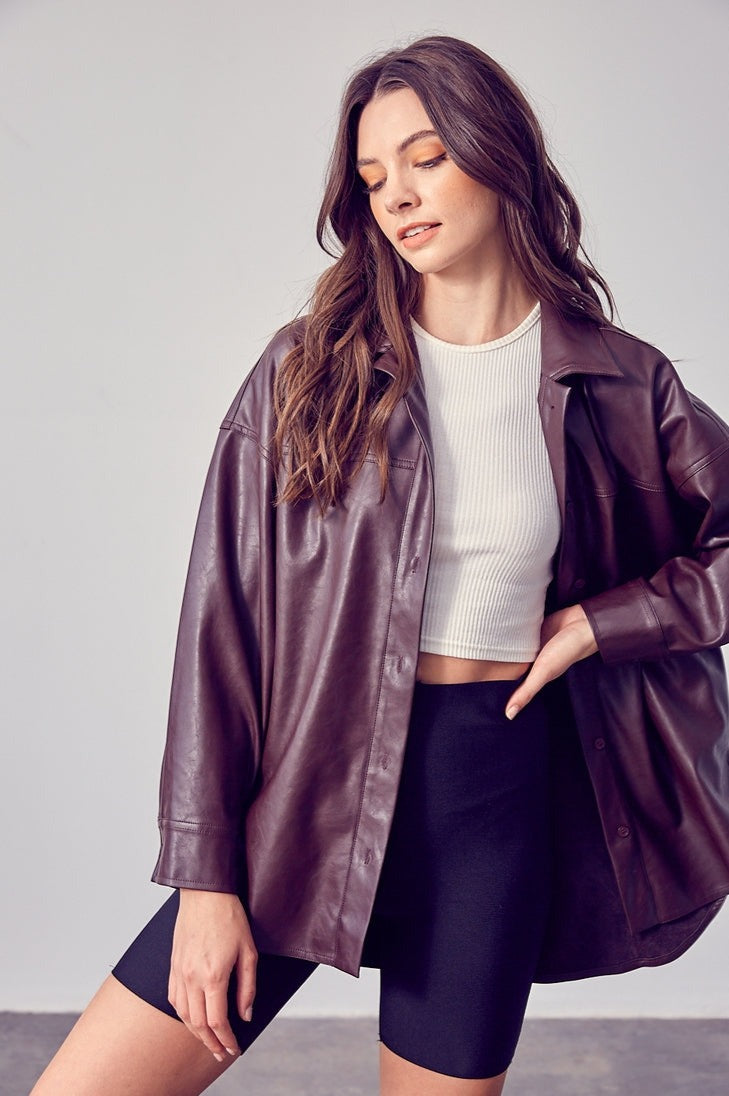 Bridget Vegan Leather Button-Up