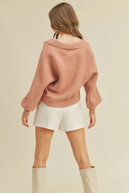 Billie Rib Knit Collared Sweater