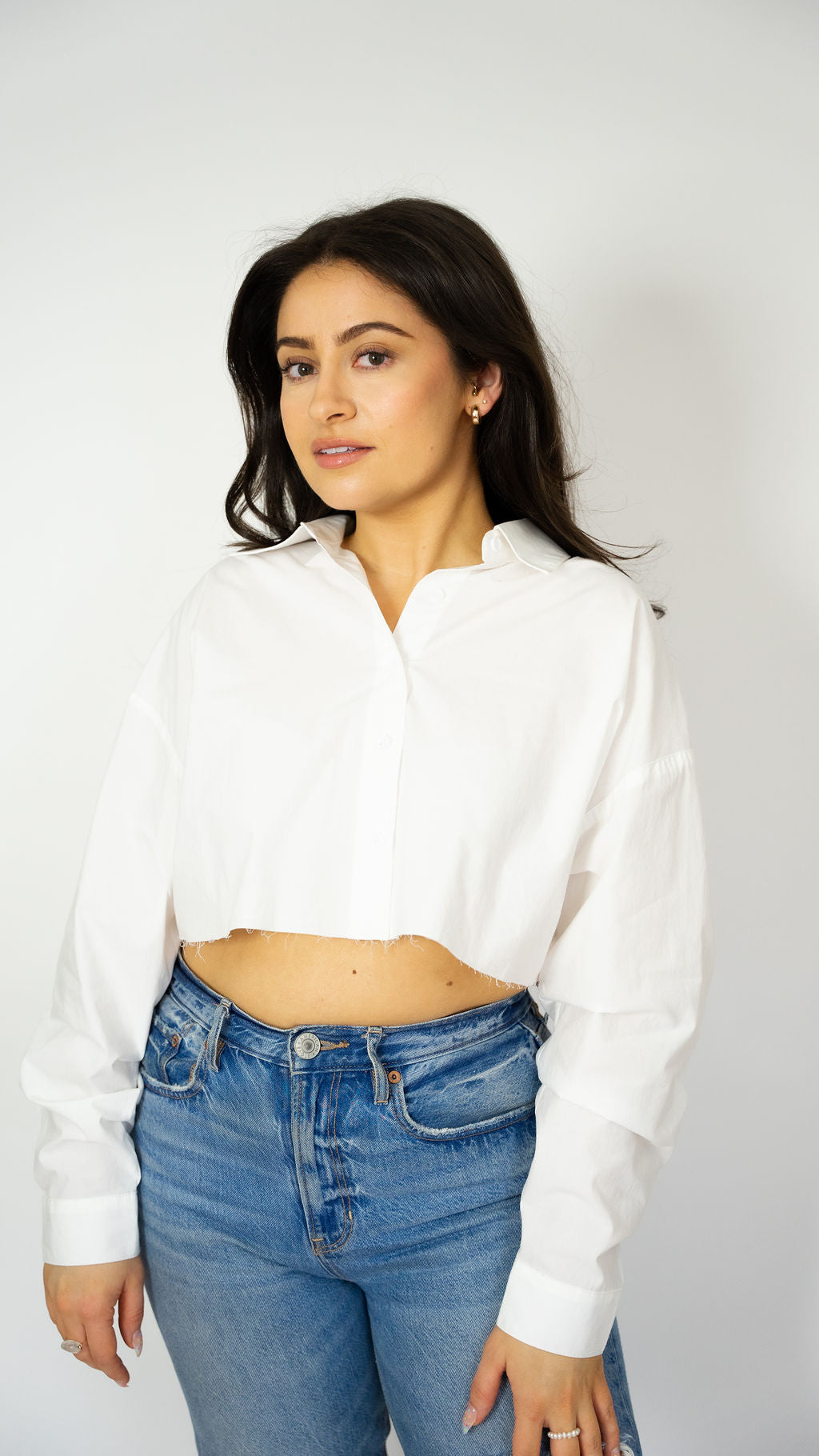 Candace Cropped Button Up Top