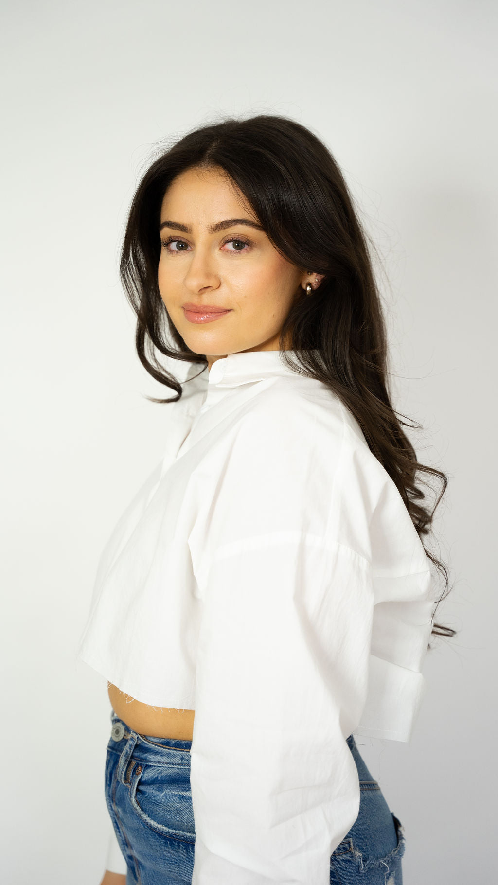 Candace Cropped Button Up Top