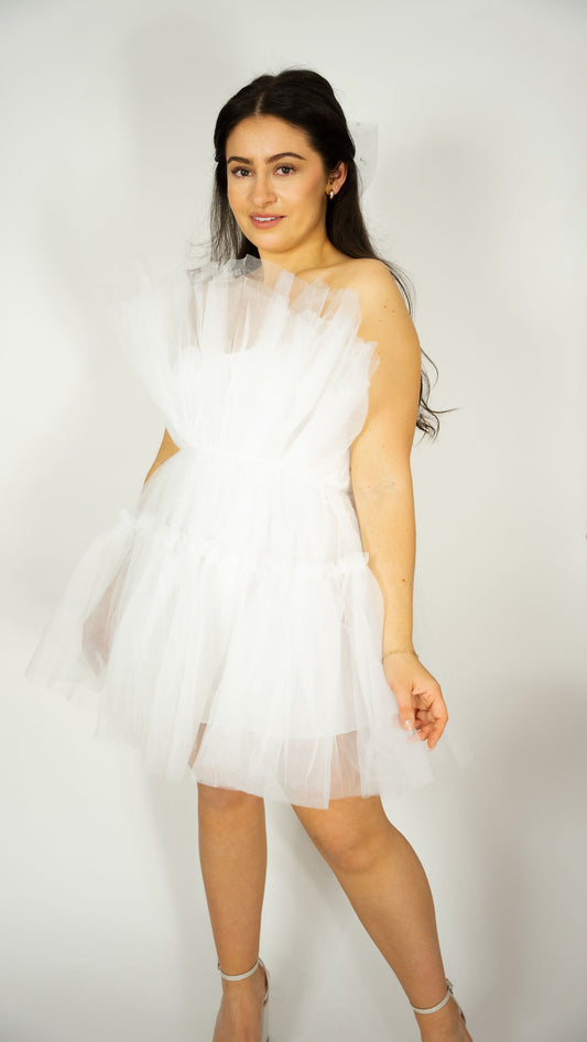 Chloe Pleated Tulle Tube Mini Dress