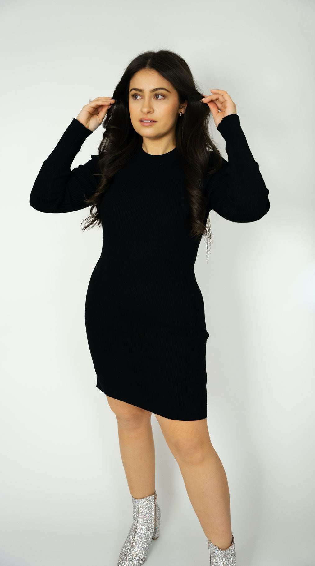 Clarissa Rhinestone Sweater Dress
