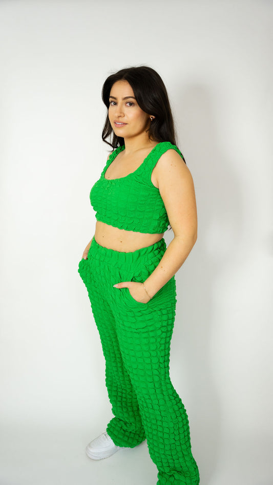 Clover Bubble Knit Cropped Set
