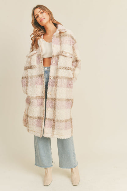 Briar Sherpa Midi Plaid Jacket