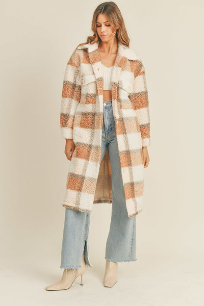 Briar Sherpa Midi Plaid Jacket