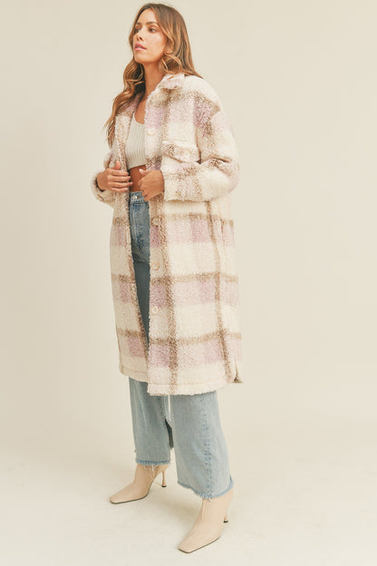 Briar Sherpa Midi Plaid Jacket