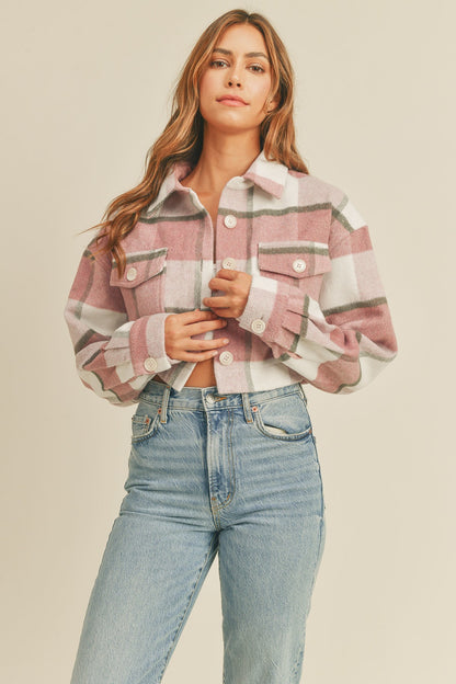 Bambi Cropped Flannel Plaid Shacket