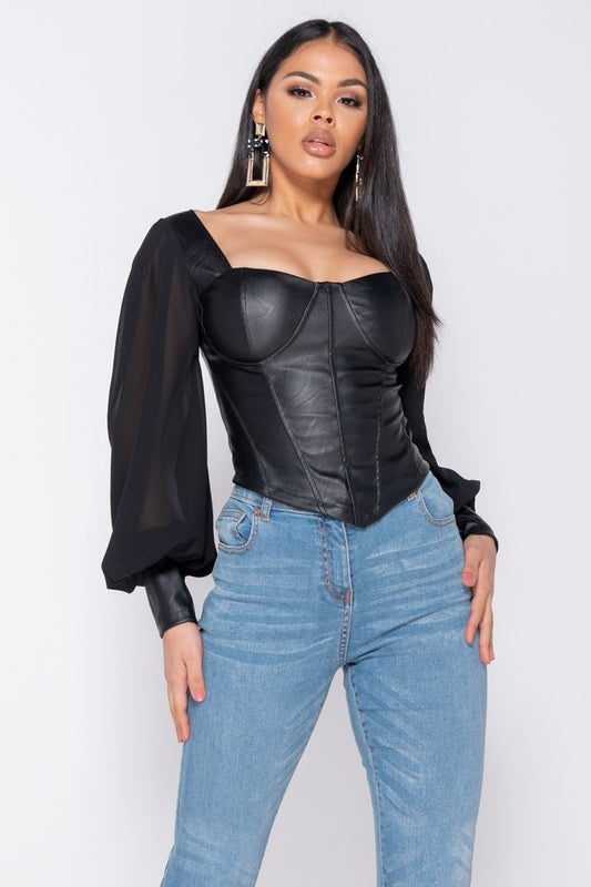 Audrina Corset Long Sleeve Top