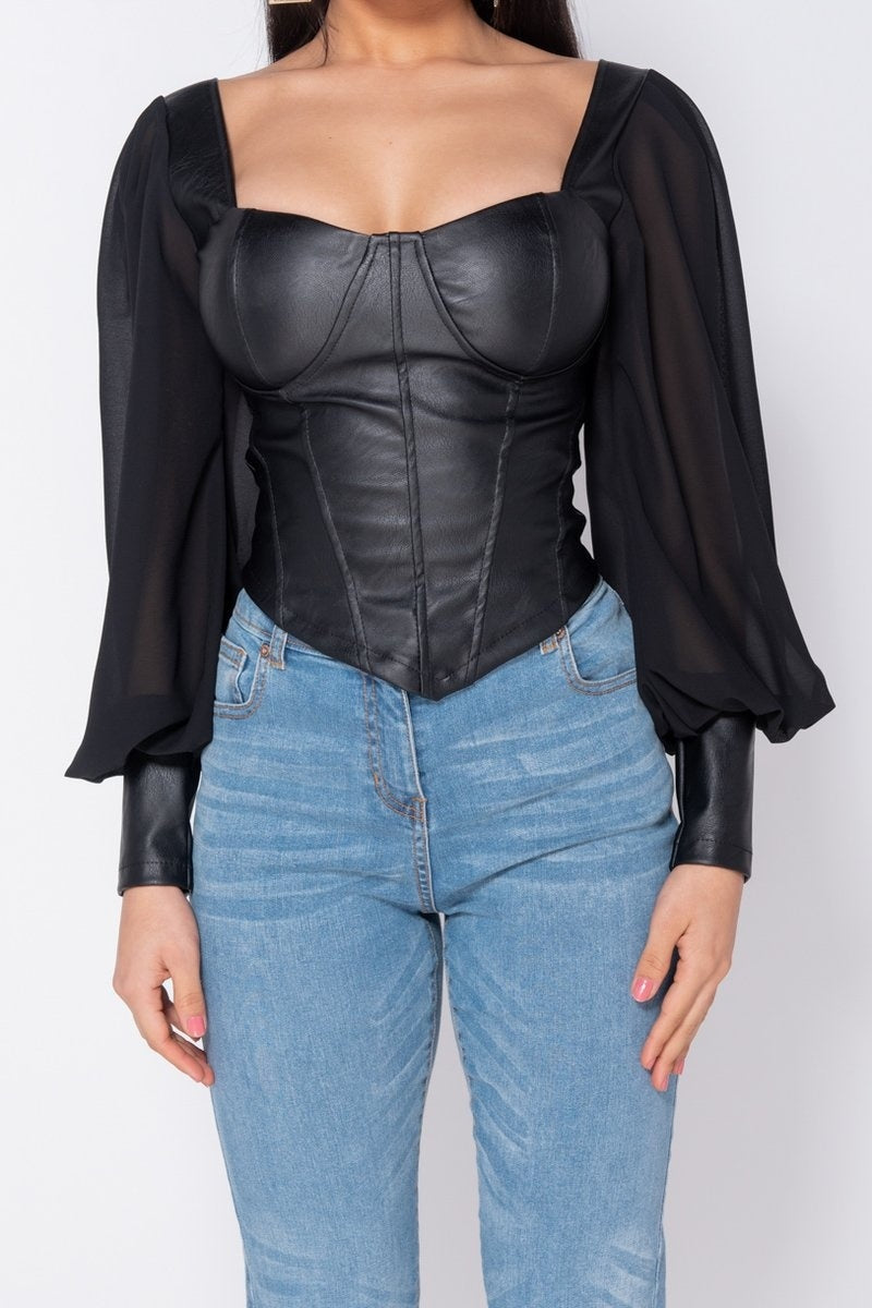 Audrina Corset Long Sleeve Top