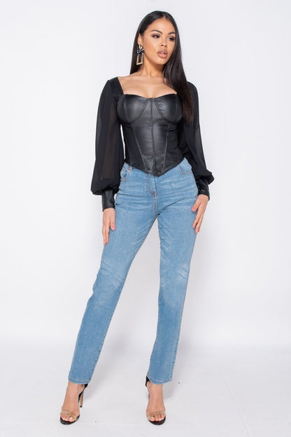 Audrina Corset Long Sleeve Top