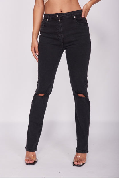 Andrea Distressed Straight Leg Jeans