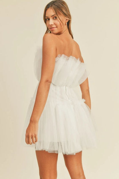 Chloe Pleated Tulle Tube Mini Dress