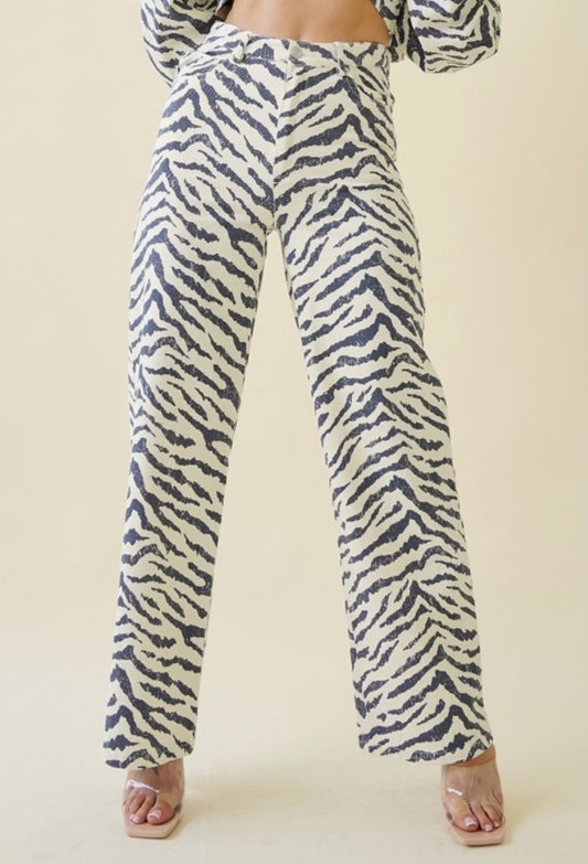 Alanna Zebra Wide Leg Jeans