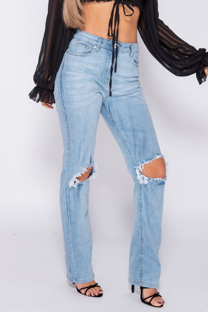Andrea Distressed Straight Leg Jeans