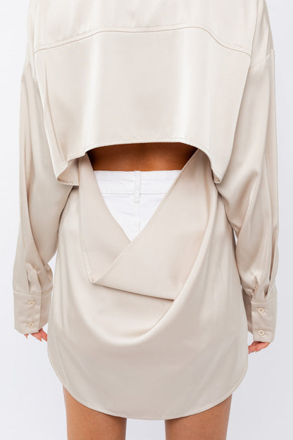 Brandi Open Back Satin Button Down